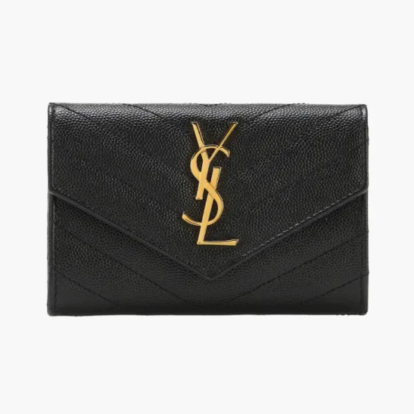 Saint Laurent Cassandre Grain De Poudre Envelope Wallet Small Noir