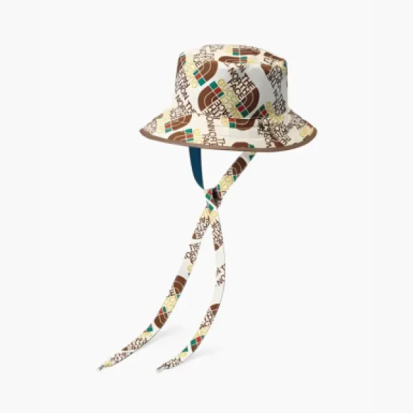 GUCCI X The North Face Exclusive Self Tie Nylon Hat White Khaki Print