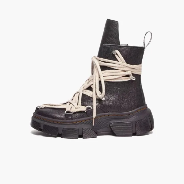 Rick Owens X Dr. Martens 1460 DMXL Megalace Leather Lace Up Boots Black / Lunar