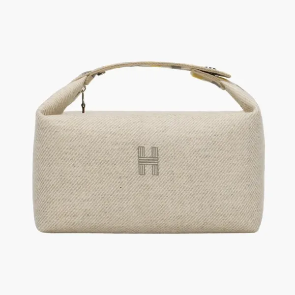 HERMES Bride-a-Brac Canvas Canvas Bag Toiletry Bag White
