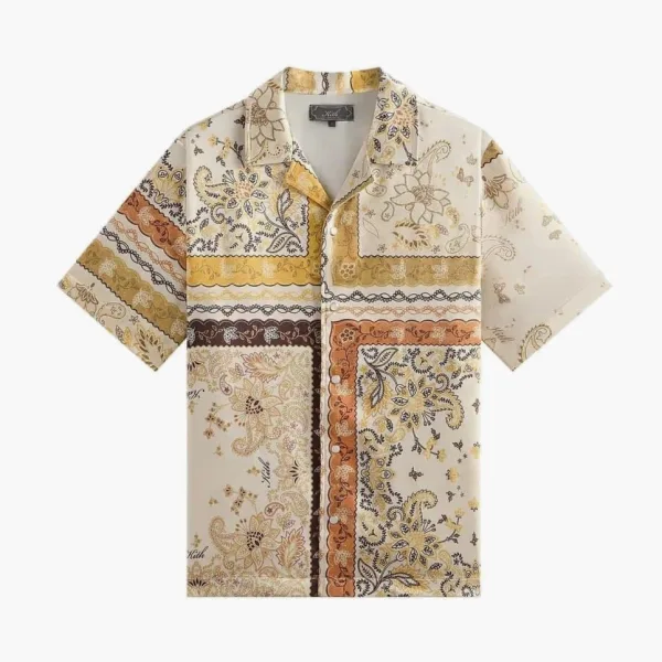 Kith Panelled Bandana Thompson Camp Collar Shirt Sandrift
