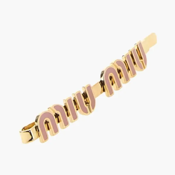 Miu Miu Enameled Metal Hair Clip Pink