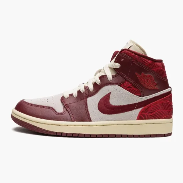 Air Jordan 1 Mid WMNS Tiki Leaf Team Red