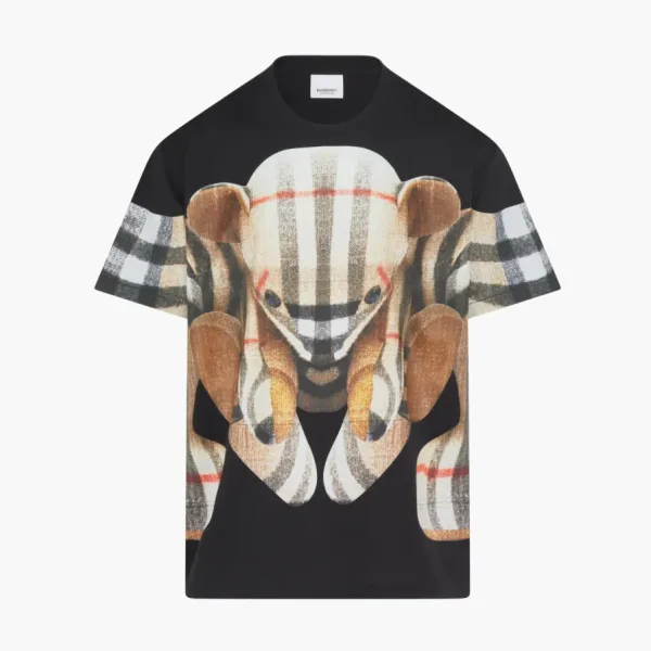Burberry Thomas Bear Print Cotton Oversized T-shirt Black