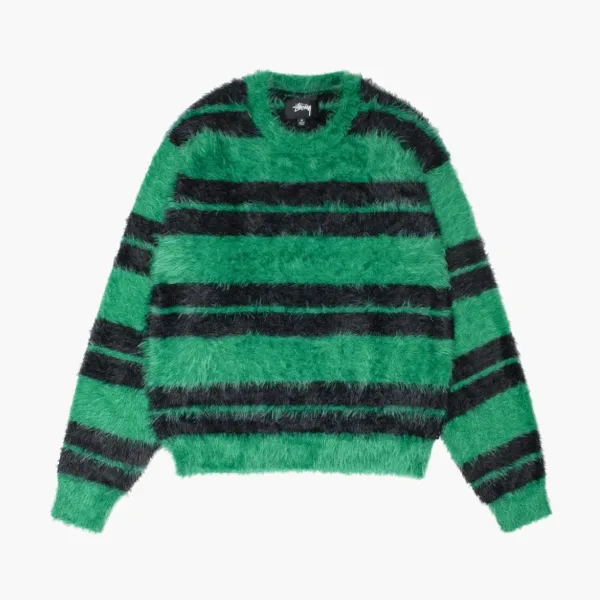 Stussy Hairy Stripe Crew Sweater Black/Green