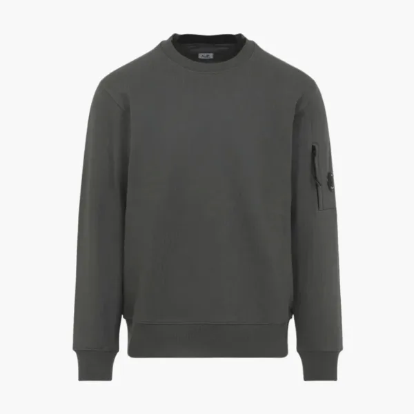 C.P. Company Diagonal Raised Fleece Crewneck Lens Sweatshirt Gunmental - Grey