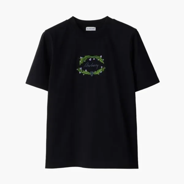 Burberry Thistle Logo Cotton T-shirt  Coal