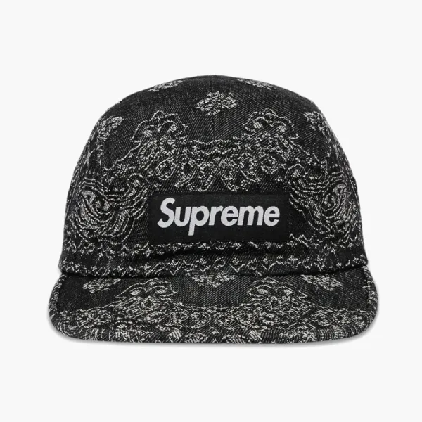 Supreme Bandana Jacquard Denim Camp Cap Black
