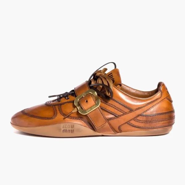 Miu Miu Leather Sneakers With Buckle WMNS Cognac