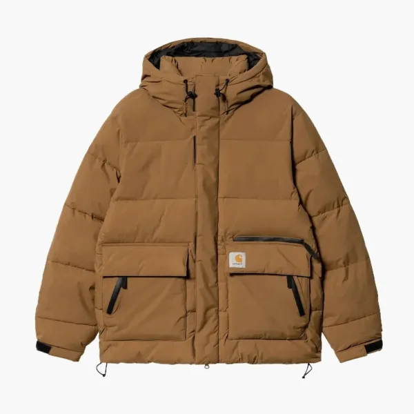 Carhartt WIP Hooded Down Puffer Jacket Brown