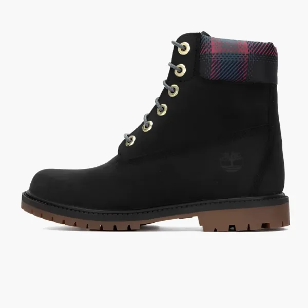 Timberland Heritage 6 Inch Waterproof Boots WMNS Black Nubuck With Pink Teal Plaid