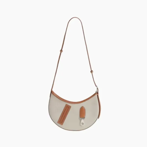 Hermes P'tit Arcon Canvas With Swift Calfskin Shoulder Bag Beige & Gold