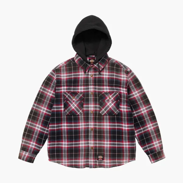 Supreme x Dickies Lined Zip Up Hooded Flannel Shirt Black