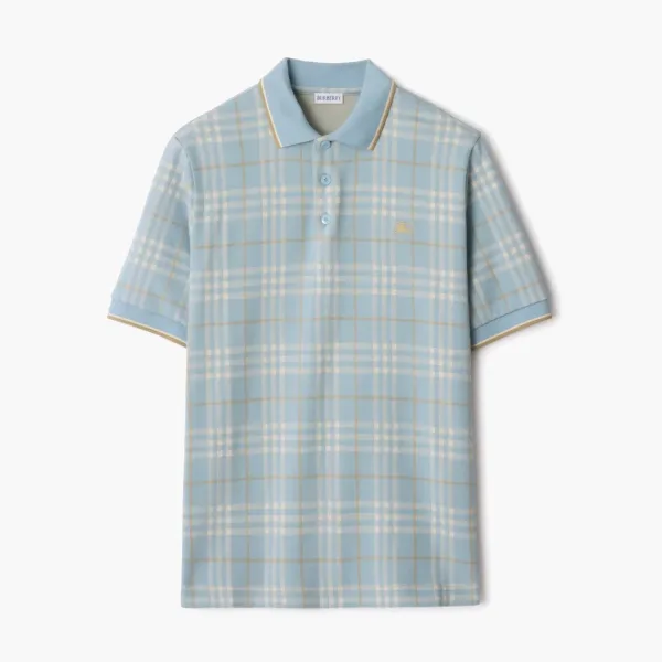 Burberry Check Cotton Polo Shirt Fog