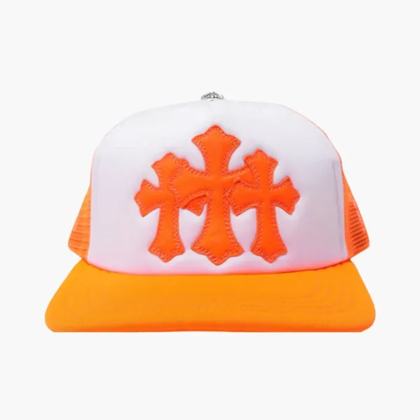 Chrome Hearts Cemetery Cross Patch Trucker Hat Orange