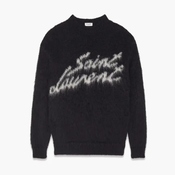 Saint Laurent Sweater 90s In Mohair Black & Natural