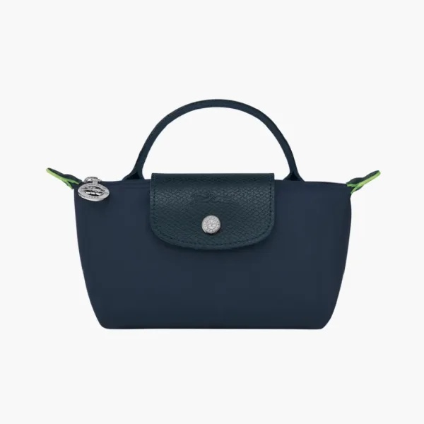 Longchamp Le Pliage Green Handle Pouch Blue Navy