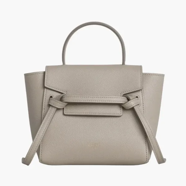 Celine Pico Grained Calfskin Leather Belt Bag Light Taupe Grey