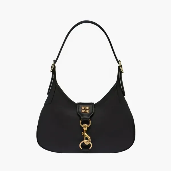 Miu Miu Madras Matelasse Nappa Leather Hobo Bag Black