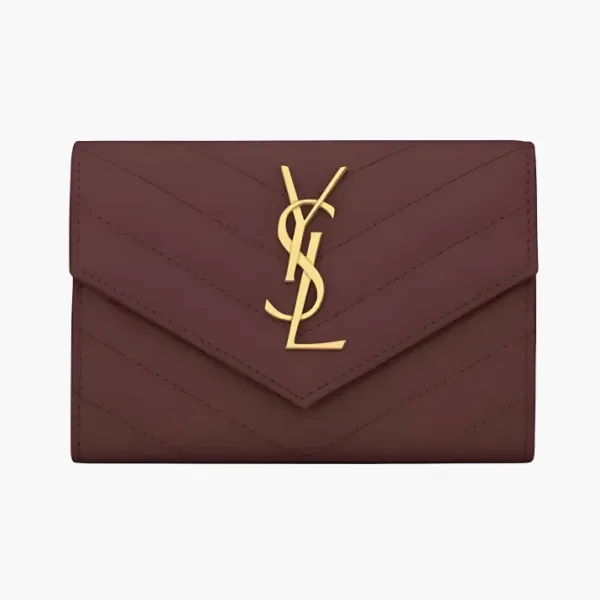 Saint Laurent Cassandre Grain De Poudre Envelope Wallet Small Rouge Legion
