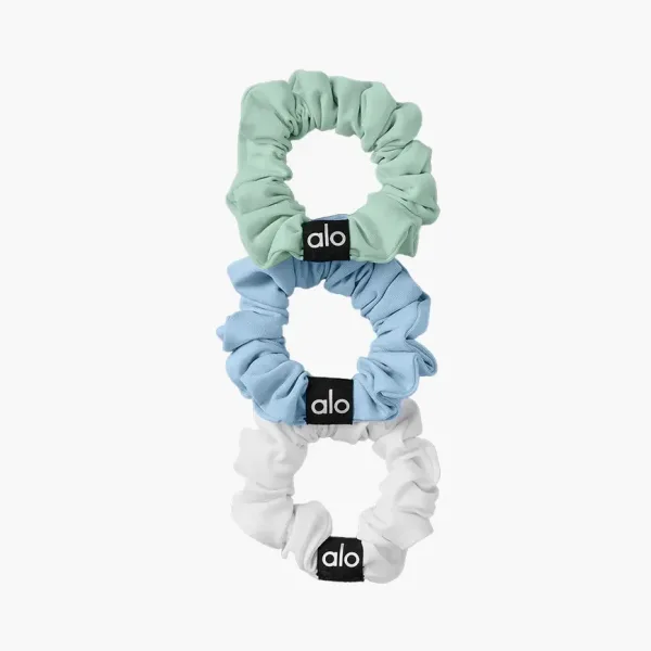 Alo Yoga Fresh Mini Scrunchie 3-Pack White/Seashell Blue/Spearmint