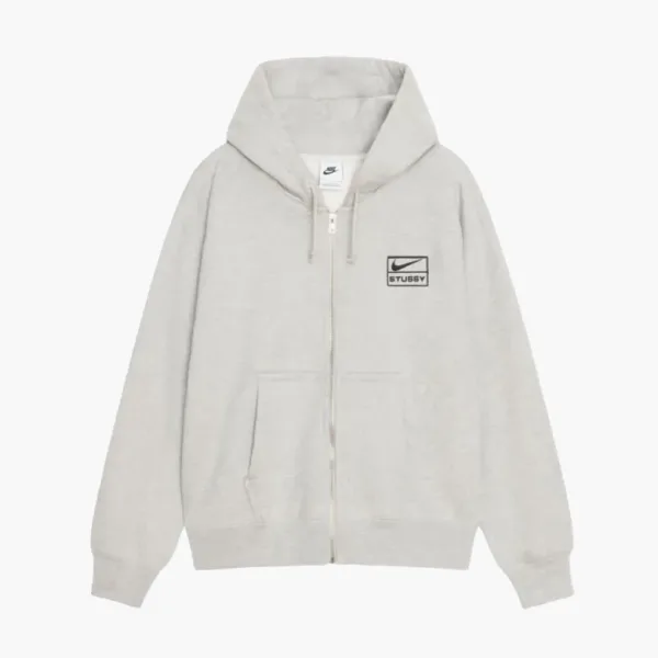 Stussy x Nike Stone Washed Fleece Zip Hoodie Grey