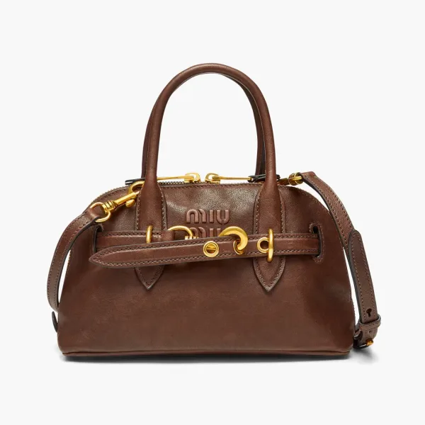 Miu Miu Aventure Nappa Leather Top Handle Bag Briarwood