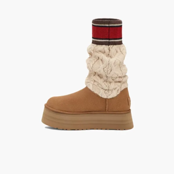 Wmns Classic Sweater Letter Boot 'Chestnut'