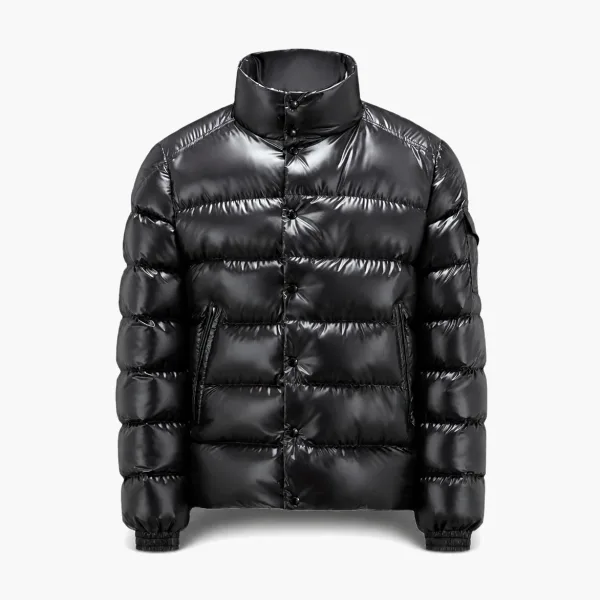 Moncler Stand Collar Down Jacket Glossy Black