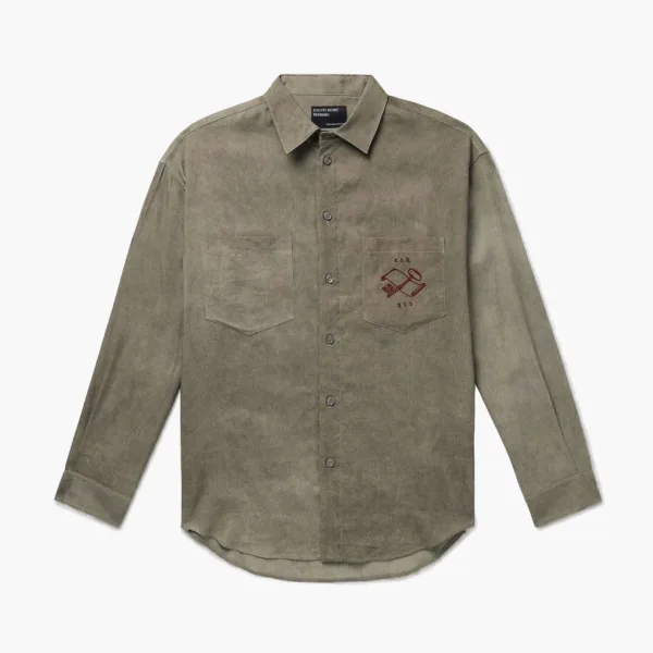 Enfants Riches Déprimés Artist Embroidered Woven Shirt Green
