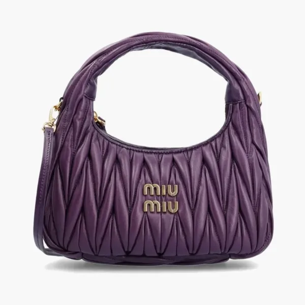 Miu Miu Wander Matelasse Nappa Leather Hobo Bag Violet