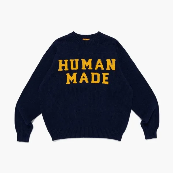 Human Made Polar Bear Crew Neck Knitted Jumper Navy