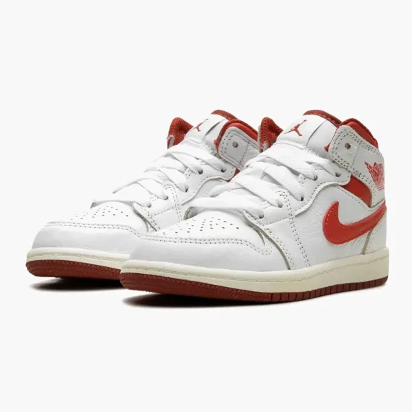 Air Jordan 1 Mid SE White / Lobster / Dune Red / Sail / Vachetta Tan