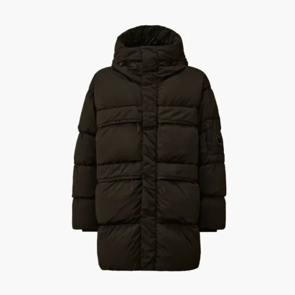 C.P. Company Nycra-R Long Hooded Down Jacket Black