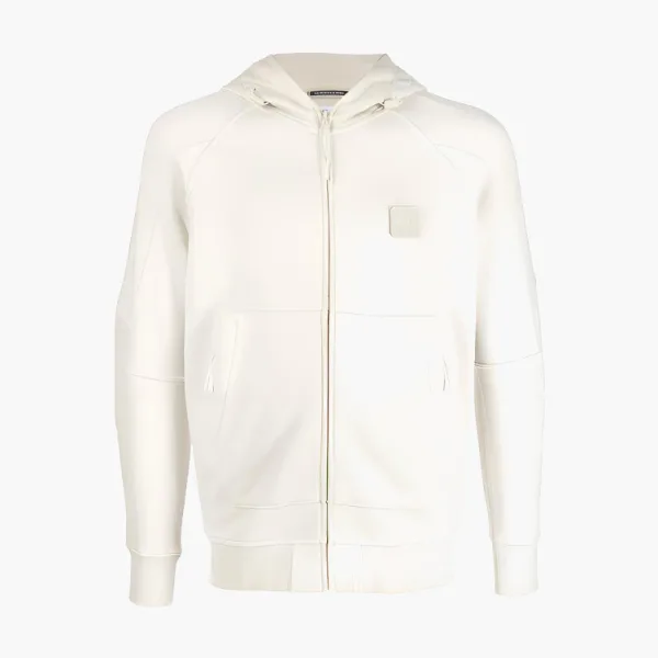 C.P. Company Logo Zip Hoodie Cream