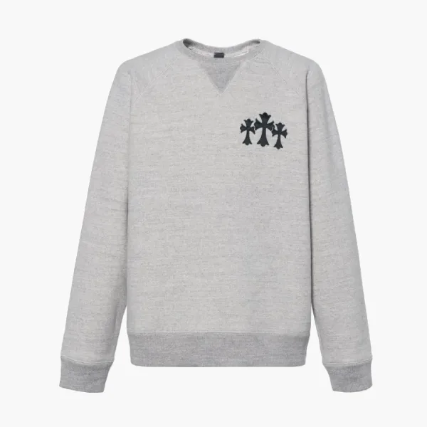 Chrome Hearts Cemetery Cross Crew-Neck Sweatshirt Grey