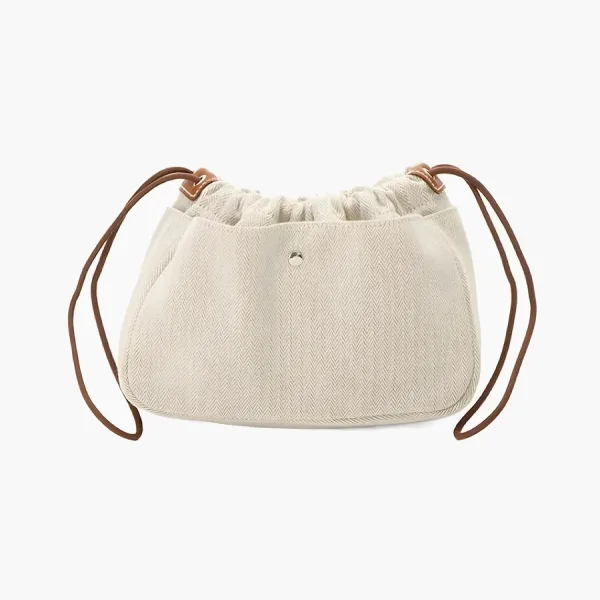 HERMES Garden Party Canvas With Calfskin Insert Clutch Beige