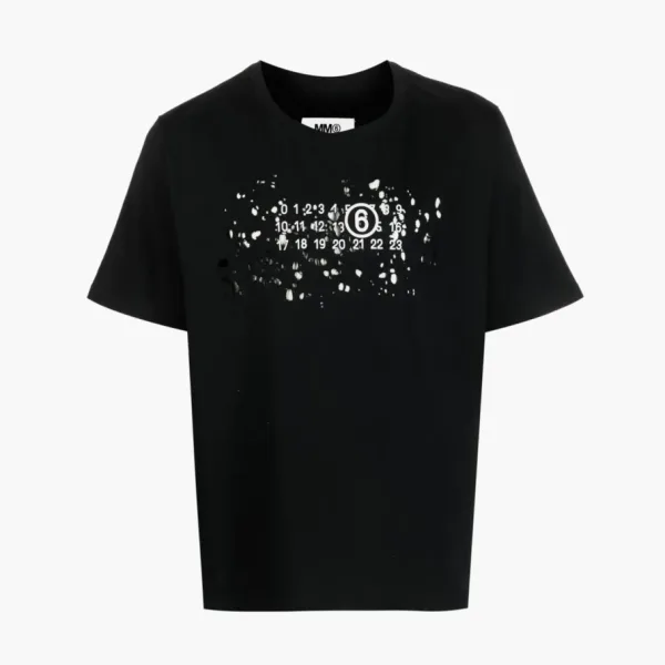 MM6 Maison Margiela Destroyed Logo Print T-Shirt Black