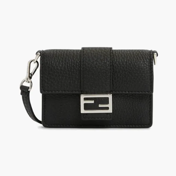 Fendi Micro Flat Baguette Crossbody Bag Black
