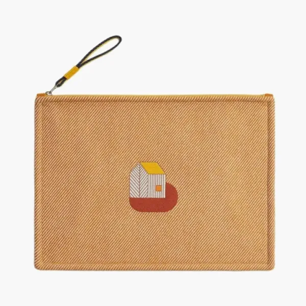 Hermes Wool Storage Bags Clutches Kids Orange