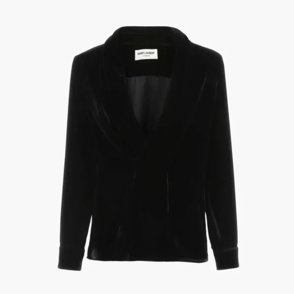 Saint Laurent Velvet Blouse Black