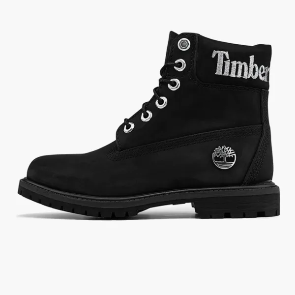 Timberland 6 Inch Premium Waterproof Boots WMNS Black Nubuck With Silver Logo
