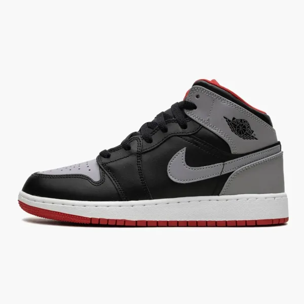 Air Jordan 1 Mid GS Black Grey Red
