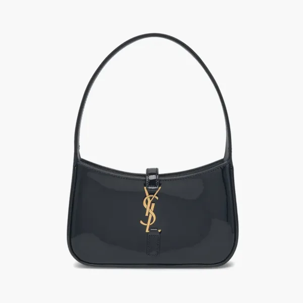 Saint Laurent Le 5 A 7 Mini Hobo in Patent Leather Black