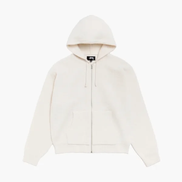 Stussy Textured Zip Hooded Sweater Bone