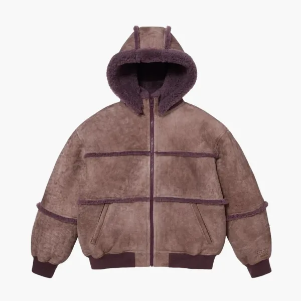Supreme x MM6 Maison Margiela Hooded Shearling Bomber Jacket Purple