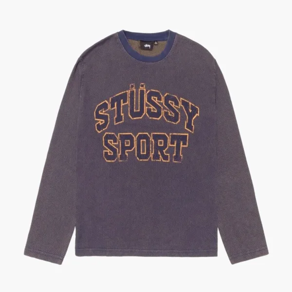 Stussy 2 Tone Cotton Mesh Crew  Navy