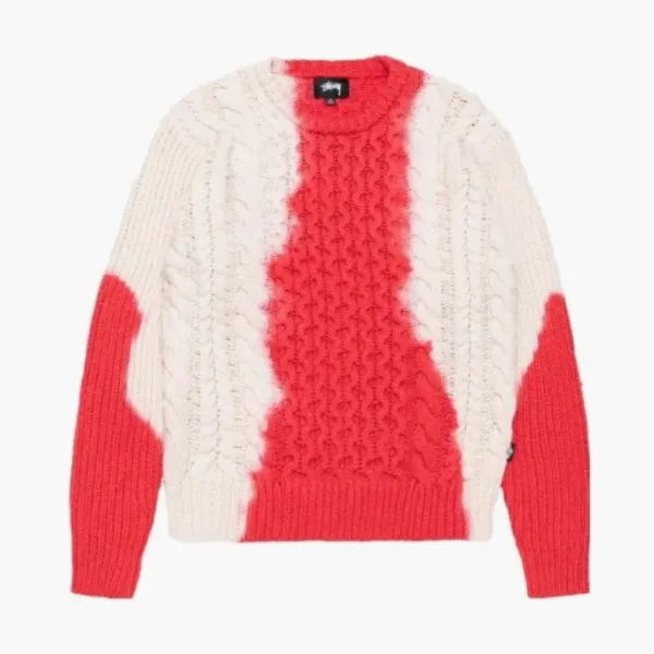 Stussy FW23 Tie Dye Fisherman Sweater Red