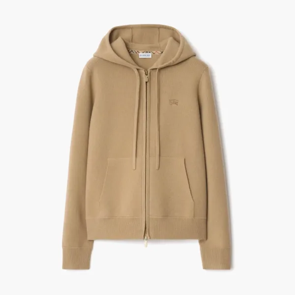 Burberry Cashmere Blend Zip Hoodie Flax