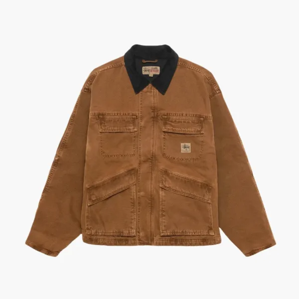 Stussy Washed Canvas Shop Jacket Brown